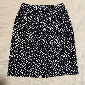 Talbots Navy and White Polka Dot Pencil Skirt
